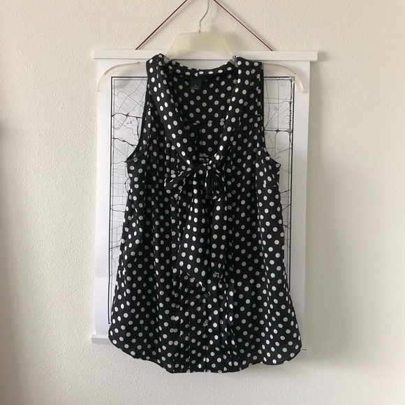 White House Black Market Tops - WHBM White House Black Market Polka Dot Top tie A